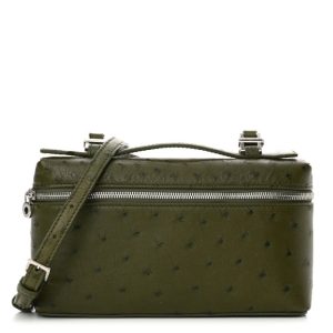 Loro Piana Ostrich L19 Extra Pocket Pouch Dark Lichen Green