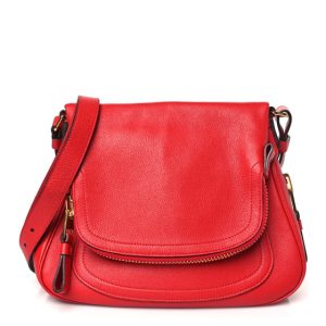 Tom Ford Grained Calfskin Medium Jennifer Crossbody Red