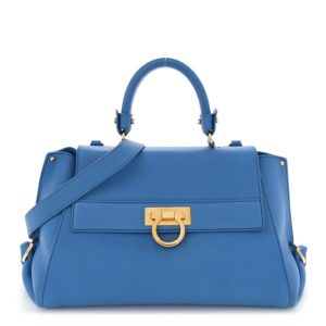 Salvatore Ferragamo Grained Calfskin Sofia Satchel Blue