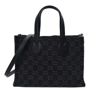 Gucci Denim Ophidia GG Monogram Tote Medium Black Grey