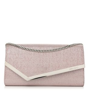 Jimmy Choo Glitter Fabric Emmie Clutch Ballet Pink