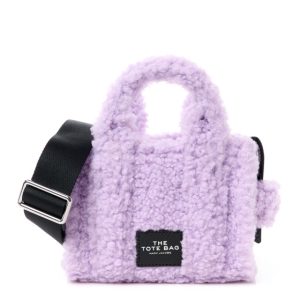 Marc Jacobs Faux Shearling Mini The Traveler Tote Bag Lilac