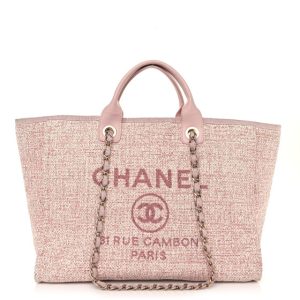 Chanel Straw Lurex Medium Deauville Tote Pink