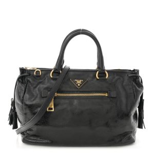 Prada Vitello Shine Satchel Black