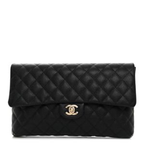 Chanel Caviar Quilted Flap Clutch Black