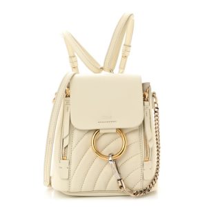 Chloe Calfskin Quilted Mini Faye Backpack Natural White
