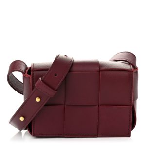 Bottega Veneta Lambskin Maxi Intrecciato Extra Mini Cassette Crossbody Bag Barolo