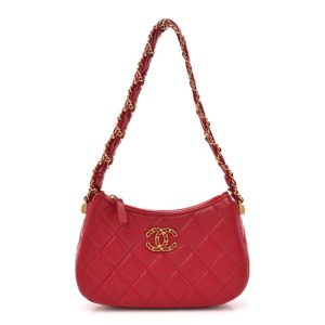 Chanel Crumpled Calfskin Quilted Small Chanel 19 Hobo Red