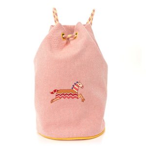 Hermes Toile Canvas Epopee Embroidered Drawstring Duffle Bag Multicolor