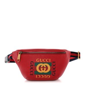 Gucci Grained Calfskin Small Logo Belt Bag Hibiscus Red
