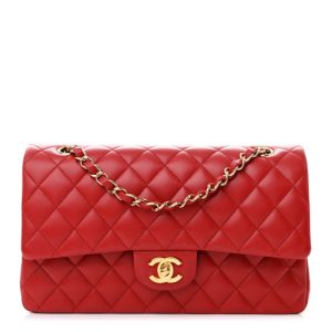 Chanel Lambskin Quilted Medium Double Flap Red