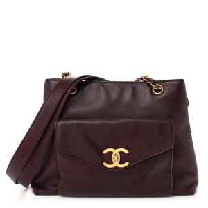 Chanel Calfskin Flap Shoulder Bag Burgundy