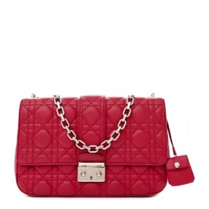 Christian Dior Lambskin Cannage Medium Miss Dior Flap Red