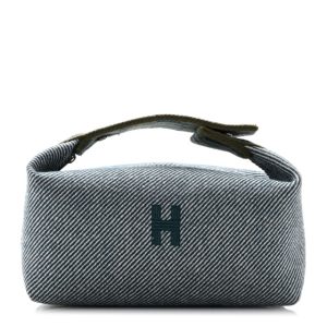 Hermes Wool Small Bride-A-Brac H Natte Pouch Bleu Abysse