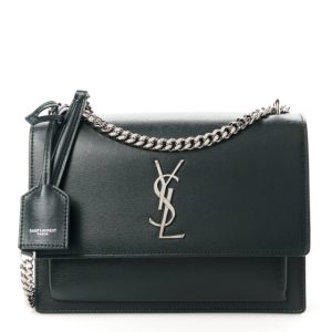 Saint Laurent Calfskin Medium Monogram Sunset Dark Green