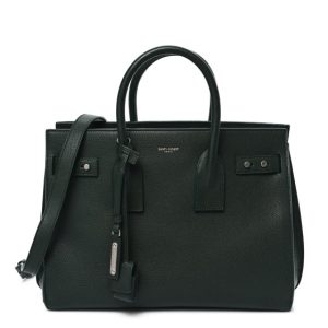 Saint Laurent Grained Calfskin Small Supple Sac De Jour Dark Vert