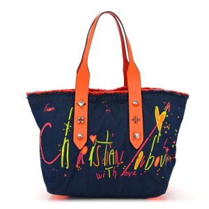 Christian Louboutin Denim Frangibus Printed Tote Blue Multicolor