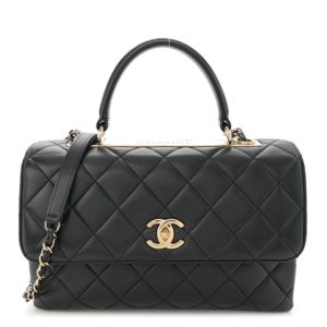 Chanel Lambskin Quilted Medium Trendy CC Flap Dual Handle Bag Black