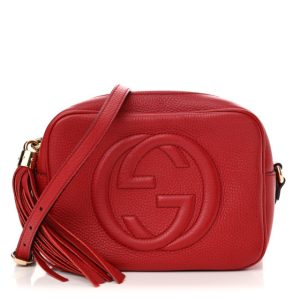 Gucci Pebbled Calfskin Small Soho Disco Bag Tabasco Red
