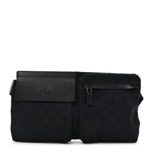 Gucci GG Monogram Double Pocket Belt Bag Black