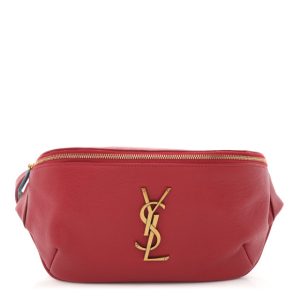 Saint Laurent Grain De Poudre Monogram Belt Bag Rouge Eros