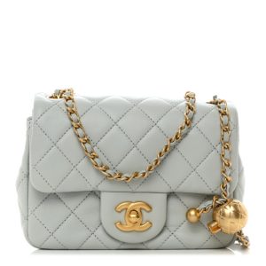 Chanel Lambskin Quilted Mini Pearl Crush Flap Light Grey