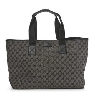 Gucci Metallic Monogram Canvas Tote Black