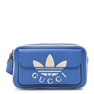 Gucci X ADIDAS Textured Dollar Calfskin Belt Bag Blue