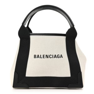 Balenciaga Cotton Canvas Satin Calfskin XS White Black
