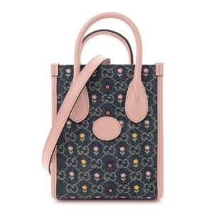 Gucci Denim Dollar Calfskin GG Monogram Mini Retro Interlocking G Tote Blue Tea Multicolor Powder Pink