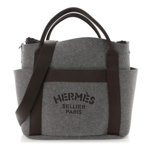 Hermes Felt Sac De Pansage Groom Bag Acier