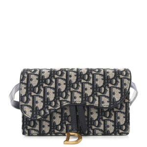 Christian Dior Oblique Saddle Belt Bag Blue