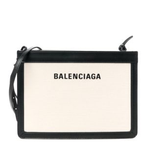 Balenciaga Cotton Canvas Pochette Crossbody Bag Black