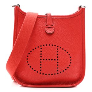 Hermes Taurillon Clemence Evelyne TPM Rouge Casaque