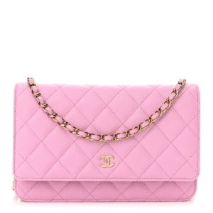 Chanel Caviar Quilted Wallet on Chain WOC Pink