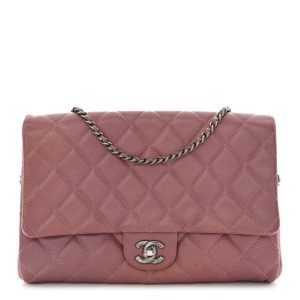 Chanel Caviar Quilted Clutch With Chain Flap Light Purple
