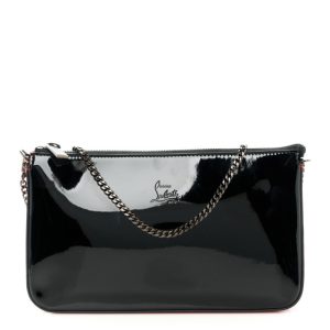 Christian Louboutin Patent Loubila Chain Clutch Black