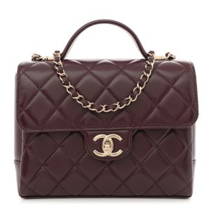 Chanel Lambskin CC Flap Top Handle Bag Burgundy