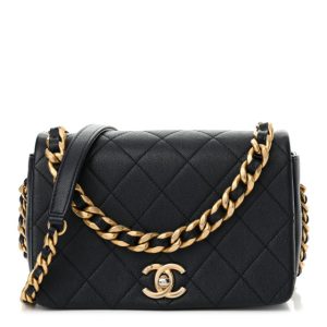 Chanel Caviar Quilted Small Fashion Therapy Flap Bag Navy Blue