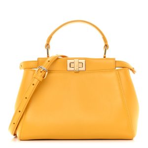 Fendi Nappa Stacked Bar Mini Peekaboo Iconic Satchel Mimosa