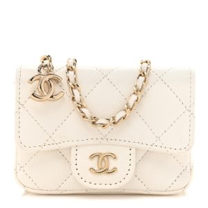 Chanel Caviar Quilted Mini Chain Belt Bag White