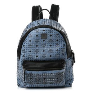 MCM Visetos Studded Medium Backpack Blue