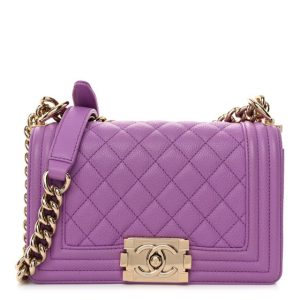 Chanel Caviar Quilted Small Boy Flap Purple