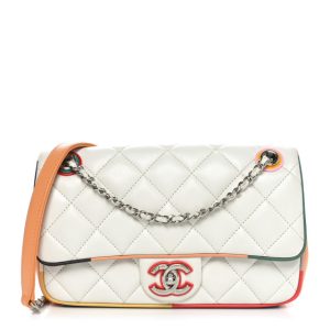 Chanel Lambskin Plexiglass Quilted Small Cuba Color Flap White Multicolor