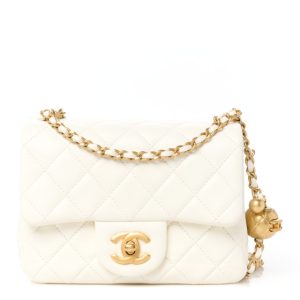 Chanel Lambskin Quilted Mini Pearl Crush Flap White