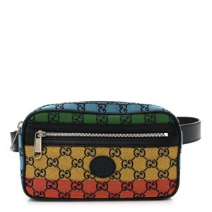 Gucci Monogram Multicolor Retro Interlocking G Belt Bag 95 38 Blue Rainbow Light Blue