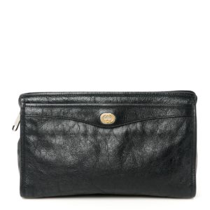 Gucci Fluffy Calfskin Morpheus Zip Pouch Black