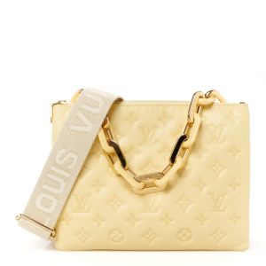 Louis Vuitton Lambskin Embossed Monogram Coussin PM Yellow