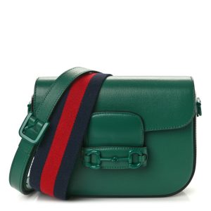 Gucci Azalea Calfskin Web Monochrome Horsebit 1955 Shoulder Bag Emerald