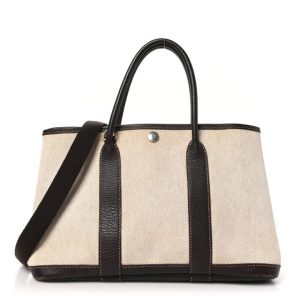Hermes Buffle Skipper Toile Garden Party 30 TPM Marron Fonce